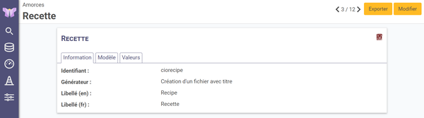 Exemple de la page d'information d'une amorce