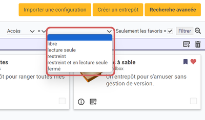 mise
en évidence de la liste déroulante dans le champs de filtre