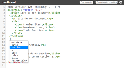visuel de l'éditeur texte brut