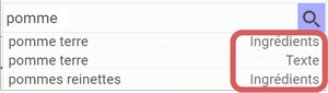 mise en
évidence du filtre dans la barre de recherche