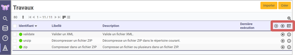mise en évidence de l'emplacement des fonction sur l'index des travaux
