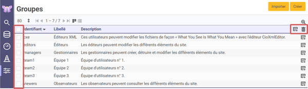 mise en évidence de l'emplacement des cases de sélection et des fonctions locales