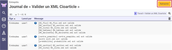 Mise en évidence
du bouton rafraichir dans le journal