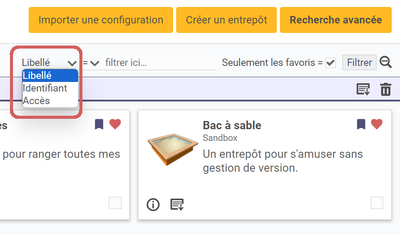 mise
en évidence de la liste de filtres