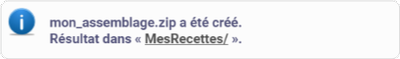 exemple de fenêtre de message quand la transformation a fonctionné