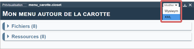 mise en évidence du bouton Modifier en mode XML