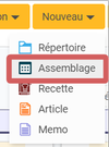 mise en évidence de l'assemblage dans la liste déroulante du bouton nouveau