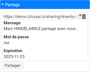exemple d'un partage dans l'onglet dédié