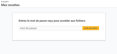 page de partage avec mot de passe à compléter