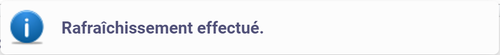 Message de rafraichissement de l'entrepôt