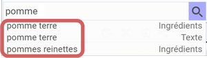 mise en
évidence des suggestions dans la barre de recherche