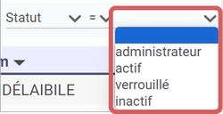 mise en
évidence de l'emplacement du champs de filtre format liste déroulante
