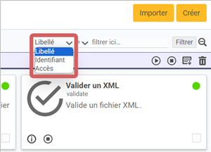 mise
en évidence de la liste de filtres