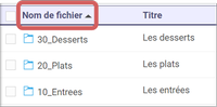 exergue de l'option tri par nom de A à Z