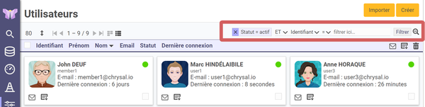 mise en
évidence de l'emplacement des options de filtre